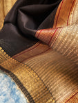 Handwoven Maheshwari Kurta Dupatta Set - Black Gold