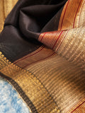 Handwoven Maheshwari Kurta Dupatta Set - Black Gold