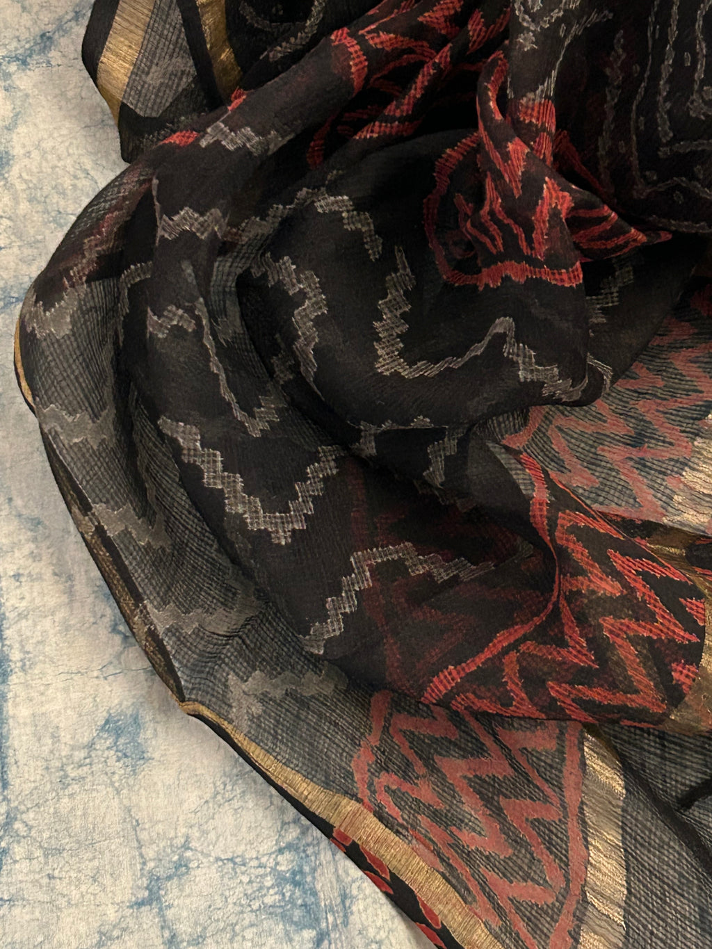 Handcrafted Cotton Suit Set - Black and Maroon