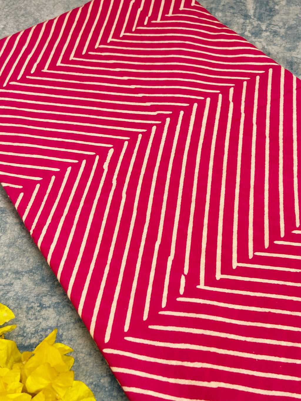 Handblock Print  Cotton Fabric - Rose Pink (3.5m)