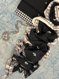Handspun Handwoven Kotpad Suit Set -Black Butti & Checkered Fish Butti Stole