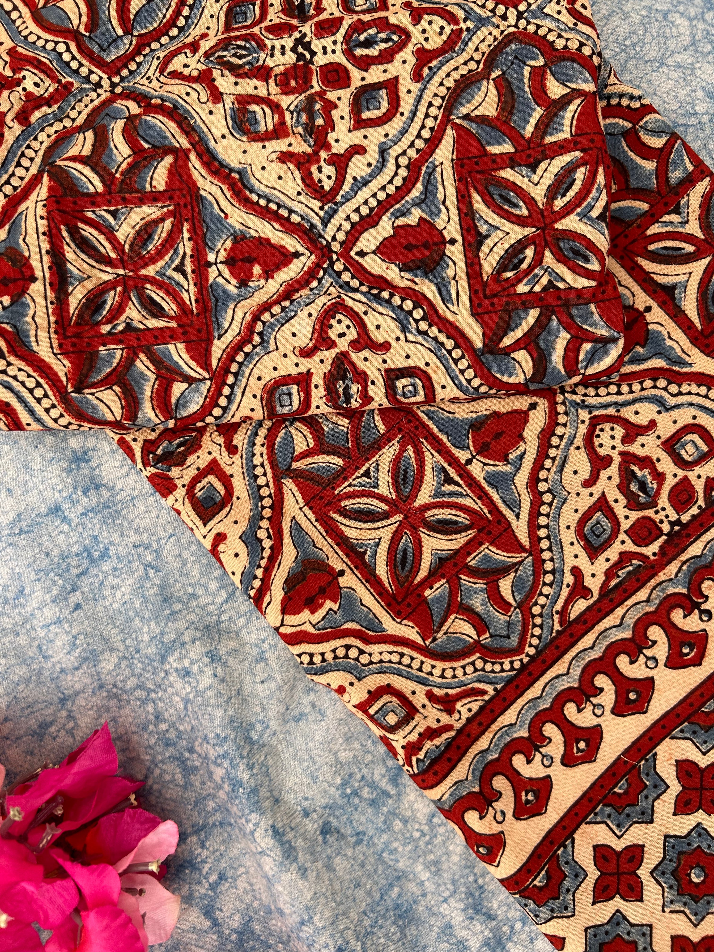 Natural Dyes Hand Block Ajrakh Dupatta