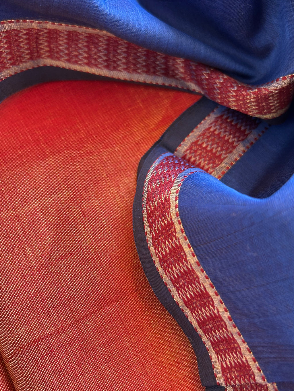 Handwoven Maheshwari Kurta Dupatta Set - Maroon & Royal Blue