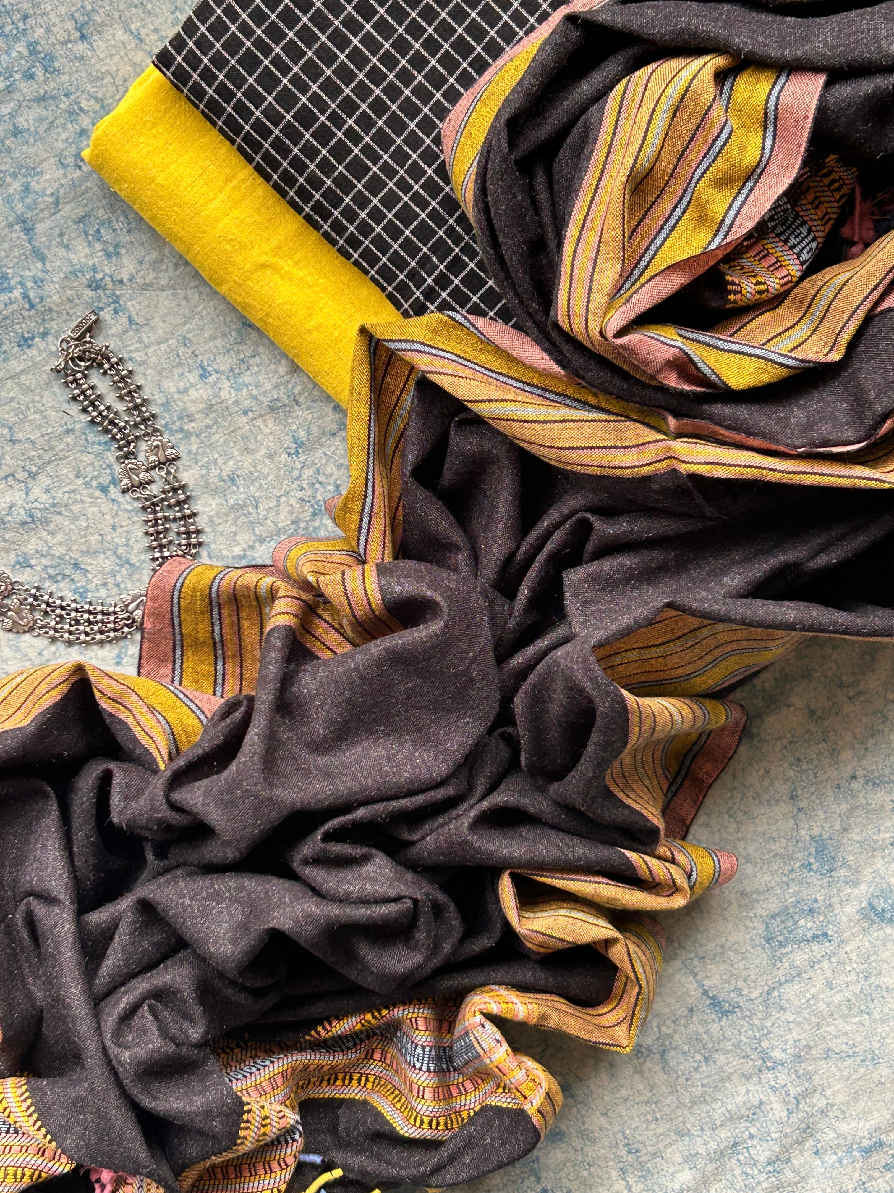 Dhoop Chaon - Handspun Handwoven Kotpad and Bhujodi Dupatta Set