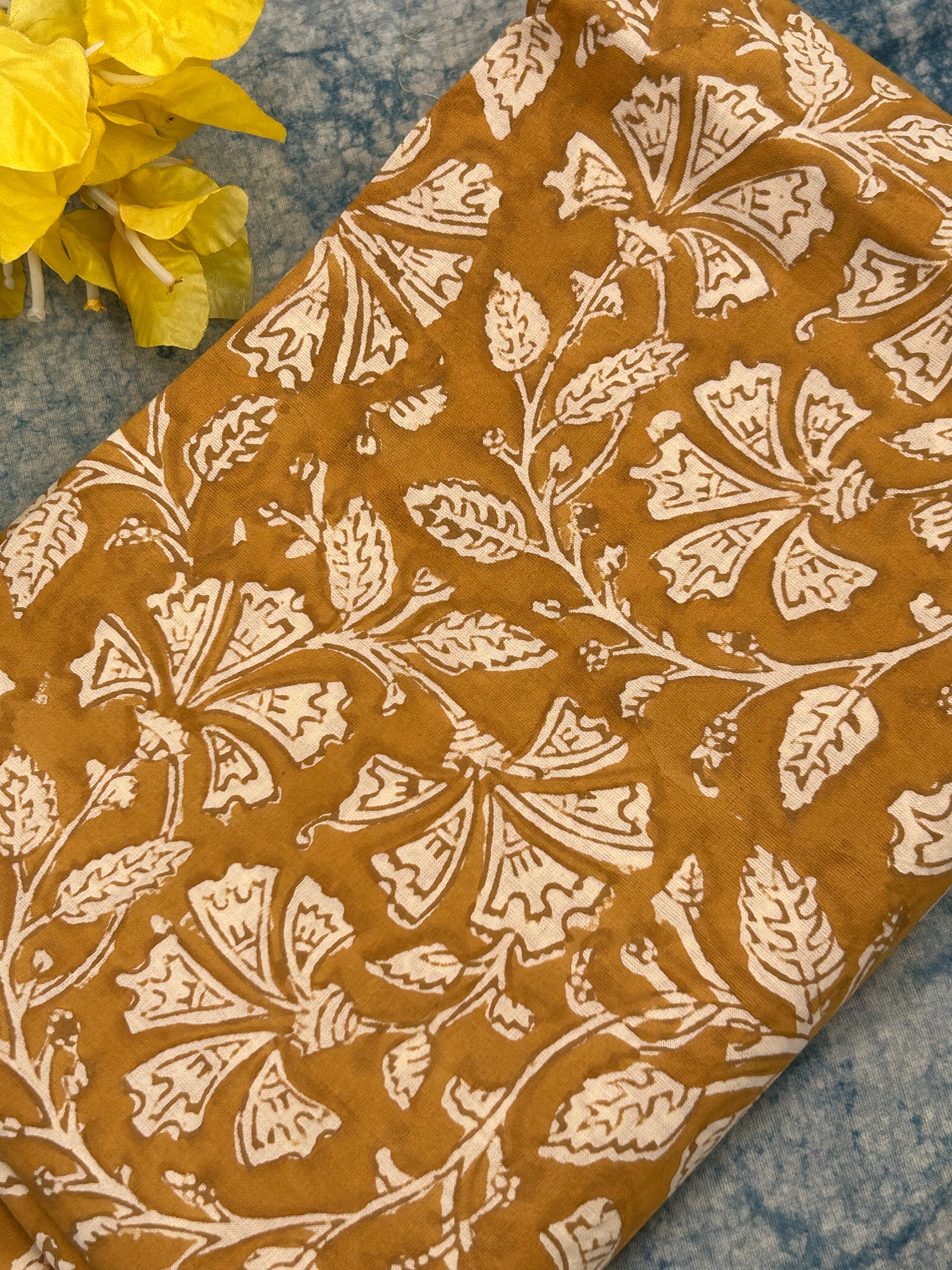 Hand Block Printed Azo free Dyed Cotton Kurta Fabric