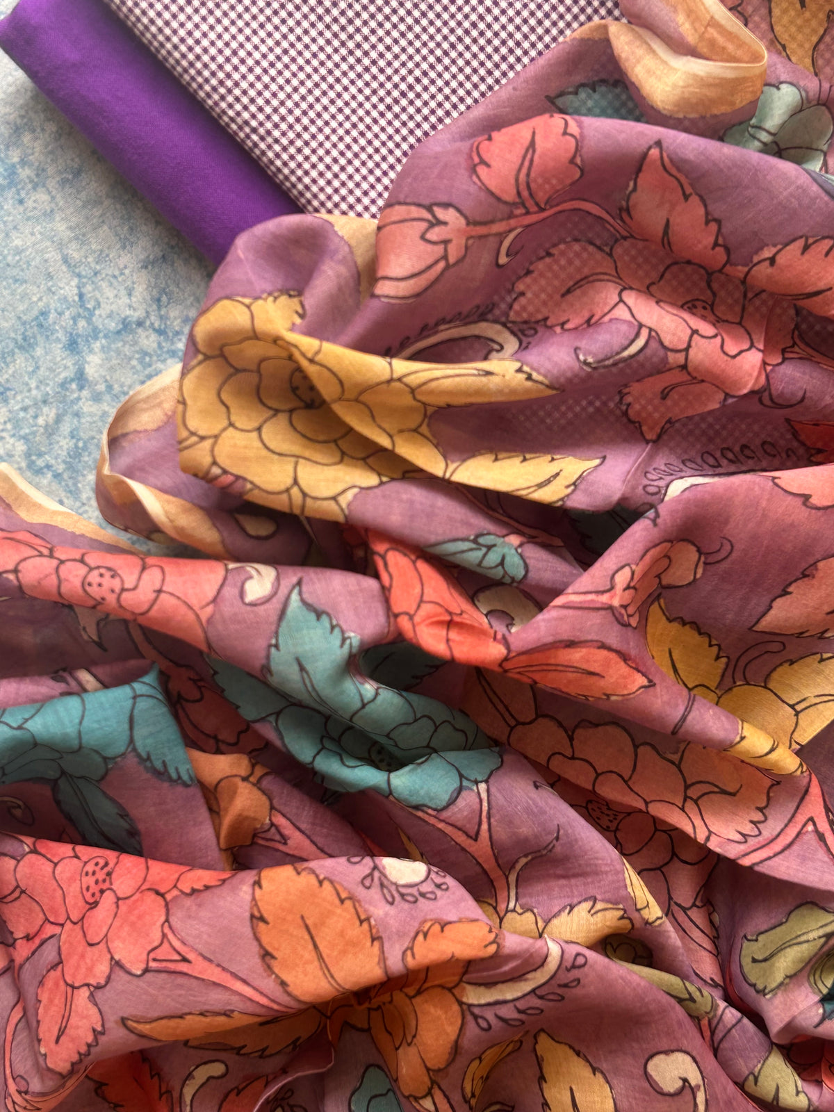 Aparajita - Handwoven Handpainted Kalamkari Set