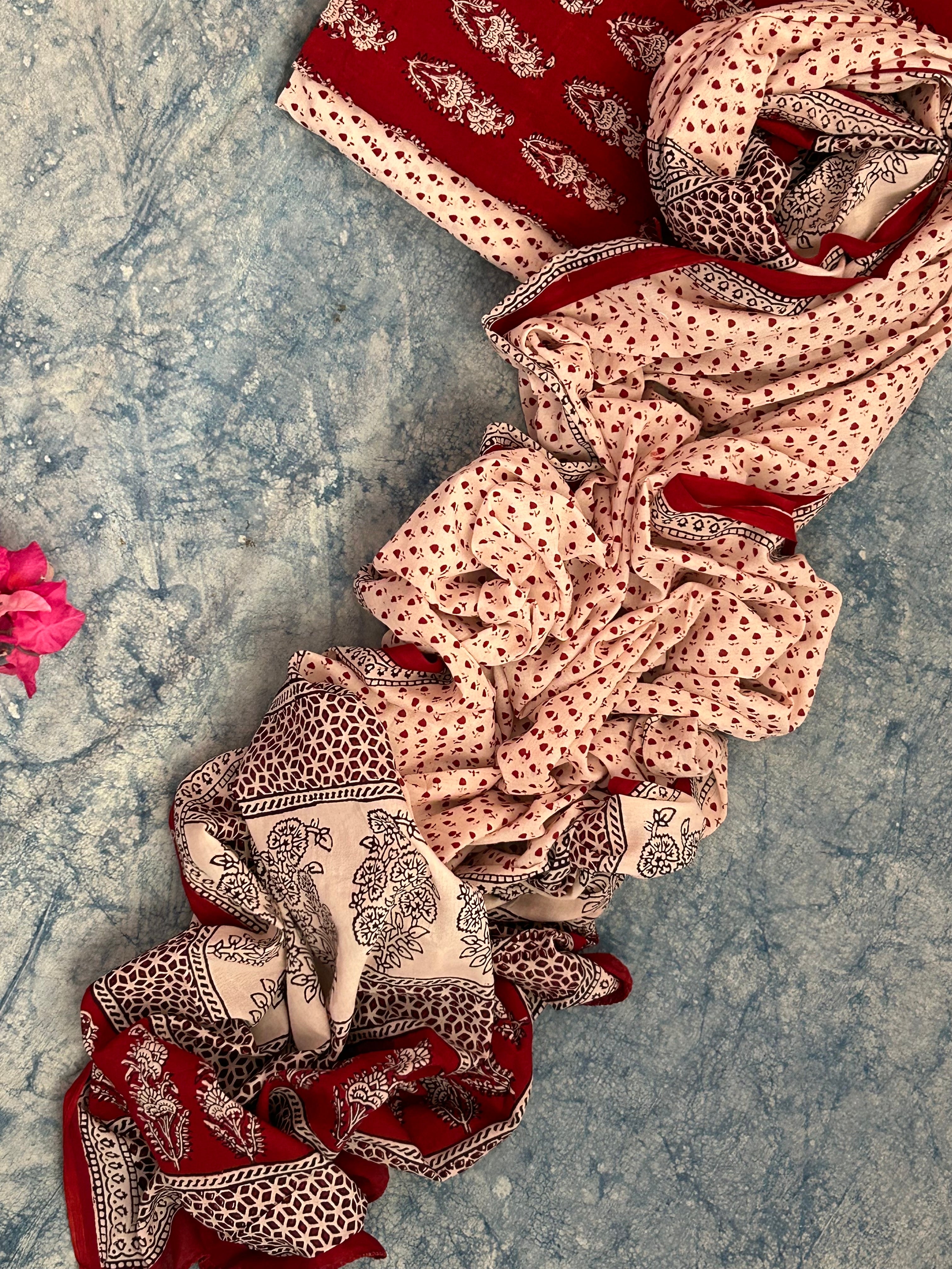 Natural Dyed Bagh Block Print Cotton Suit