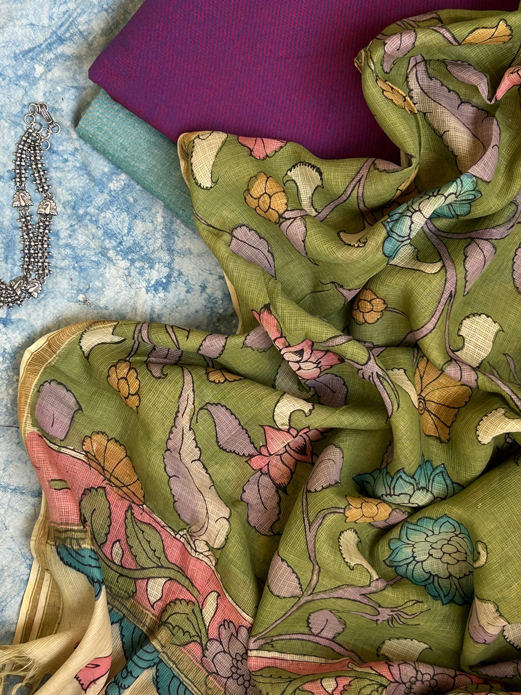 Handwoven Handpainted Kalamkari Set