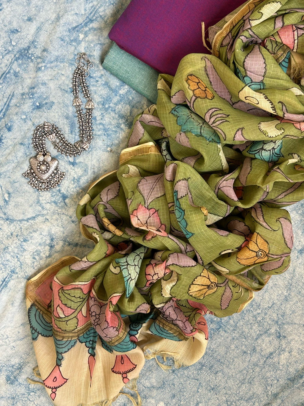 Handwoven Handpainted Kalamkari Set