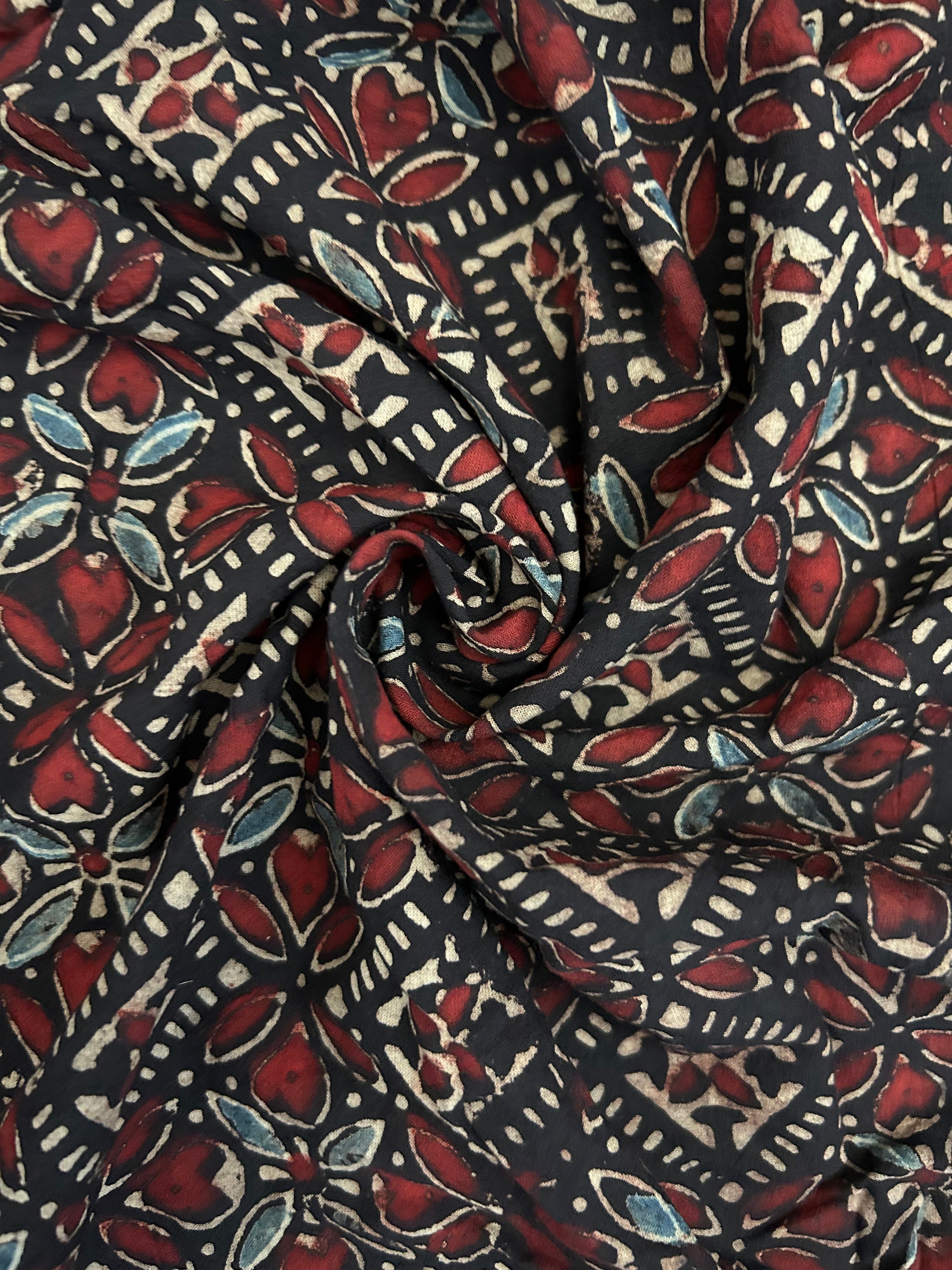 Handblock Printed Ajrakh Cotton - Black (.80m)