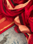 Handwoven Maheshwari Kurta Dupatta Set - Red