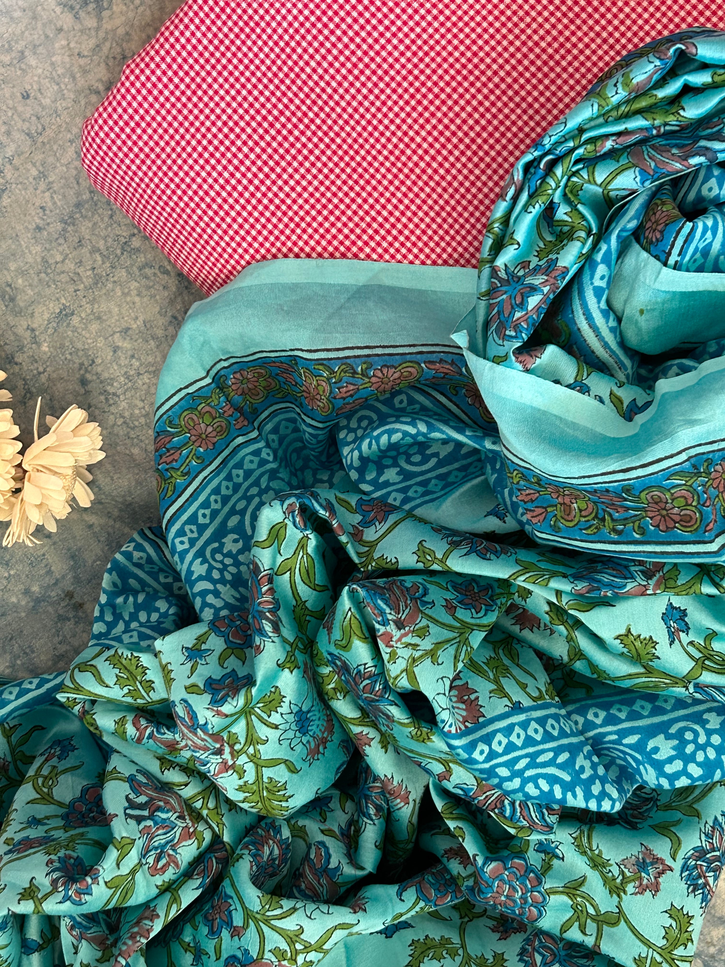 Handwoven Handblock Printed Set - Spring Story