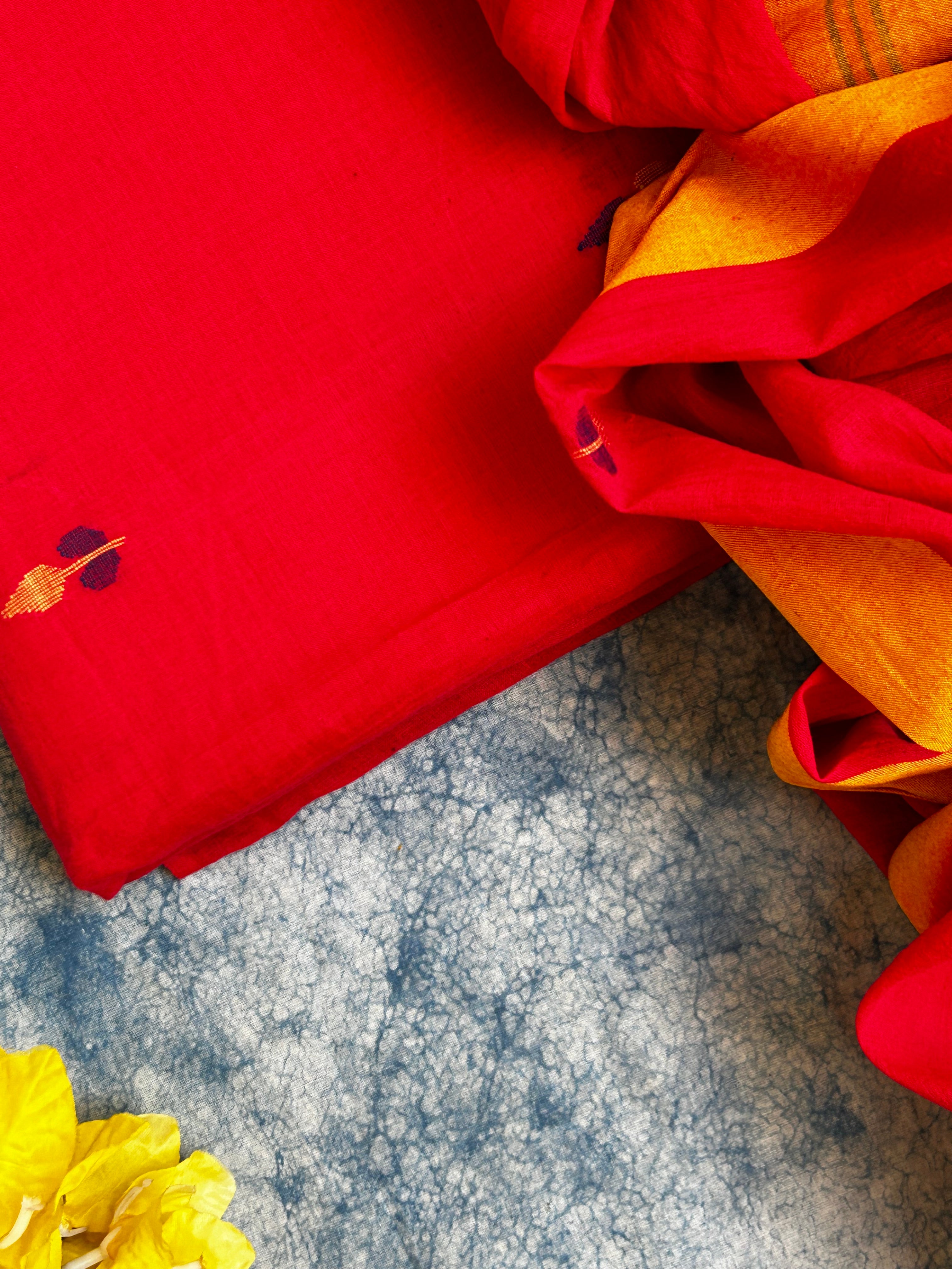 Laal Gulaab - Handwoven Bengal Jamdani Kurta Dupatta set