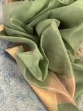 Handwoven Maheshwari Kurta Dupatta Set - Pastel Green