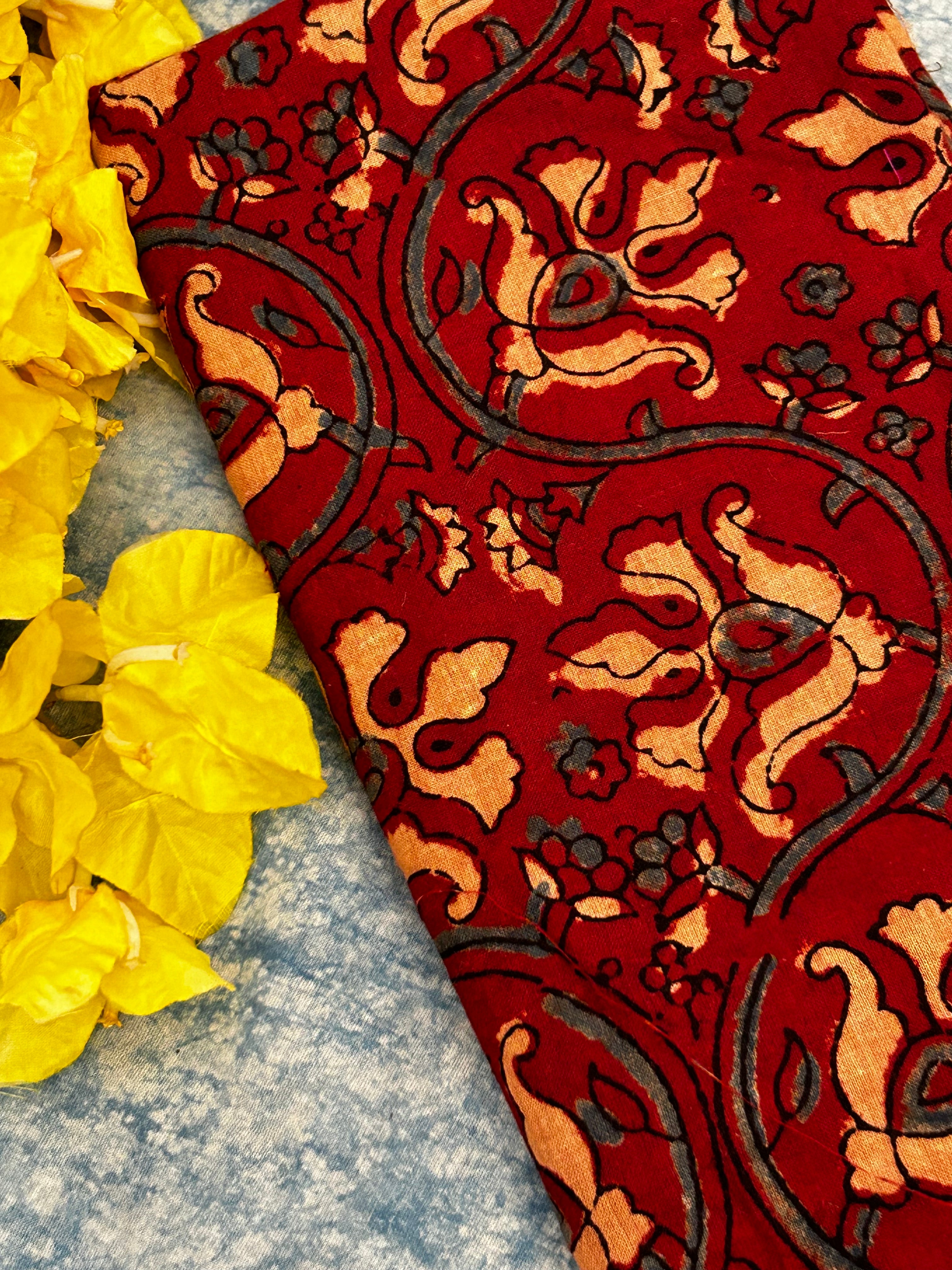 Handblock Ajrakh Cotton Blouse Fabrics