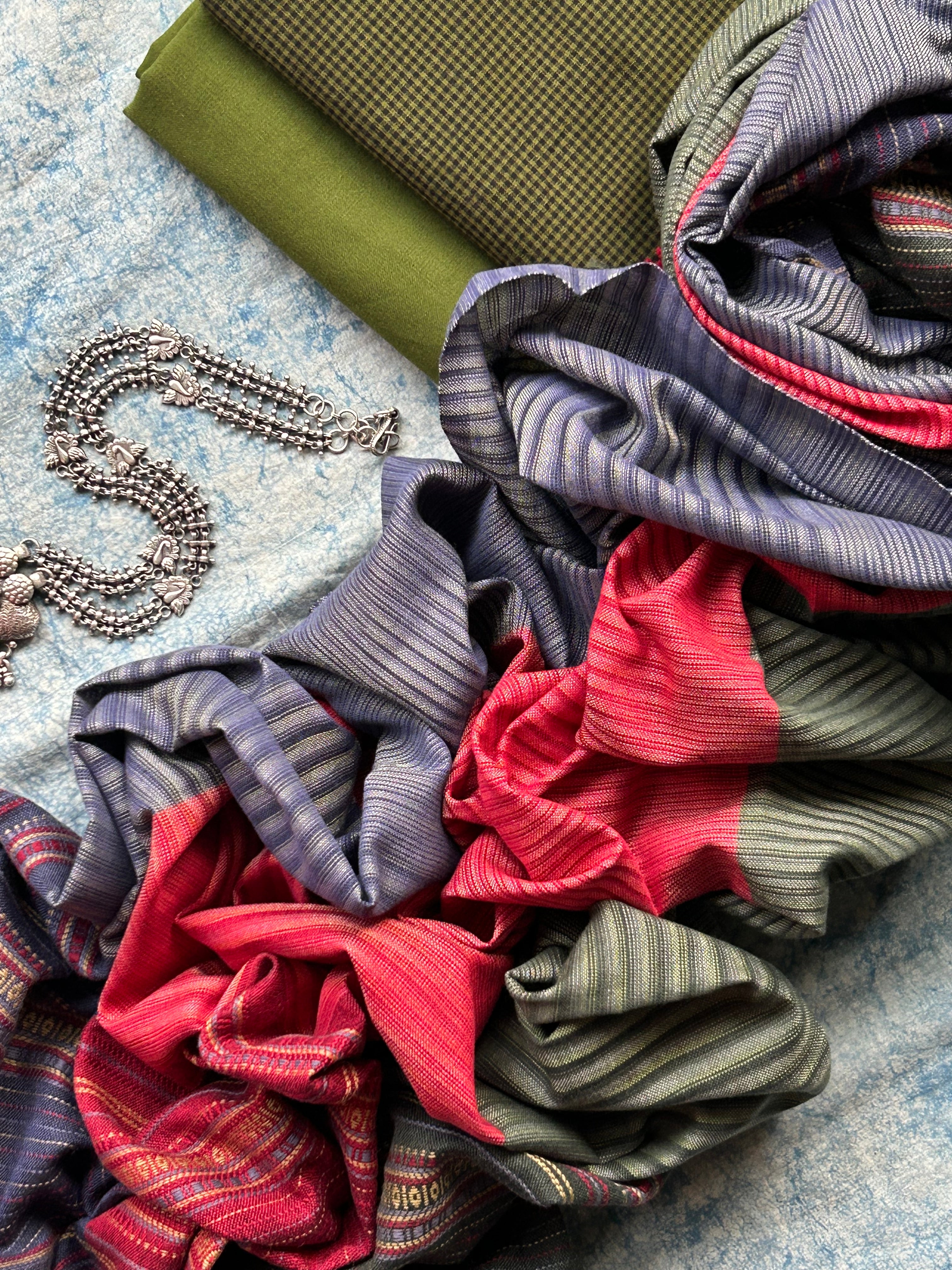 Vanya - Handwoven Telangana Cotton and Bhujodi Dupatta Set
