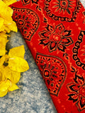 Handblock Ajrakh Cotton Blouse Fabric