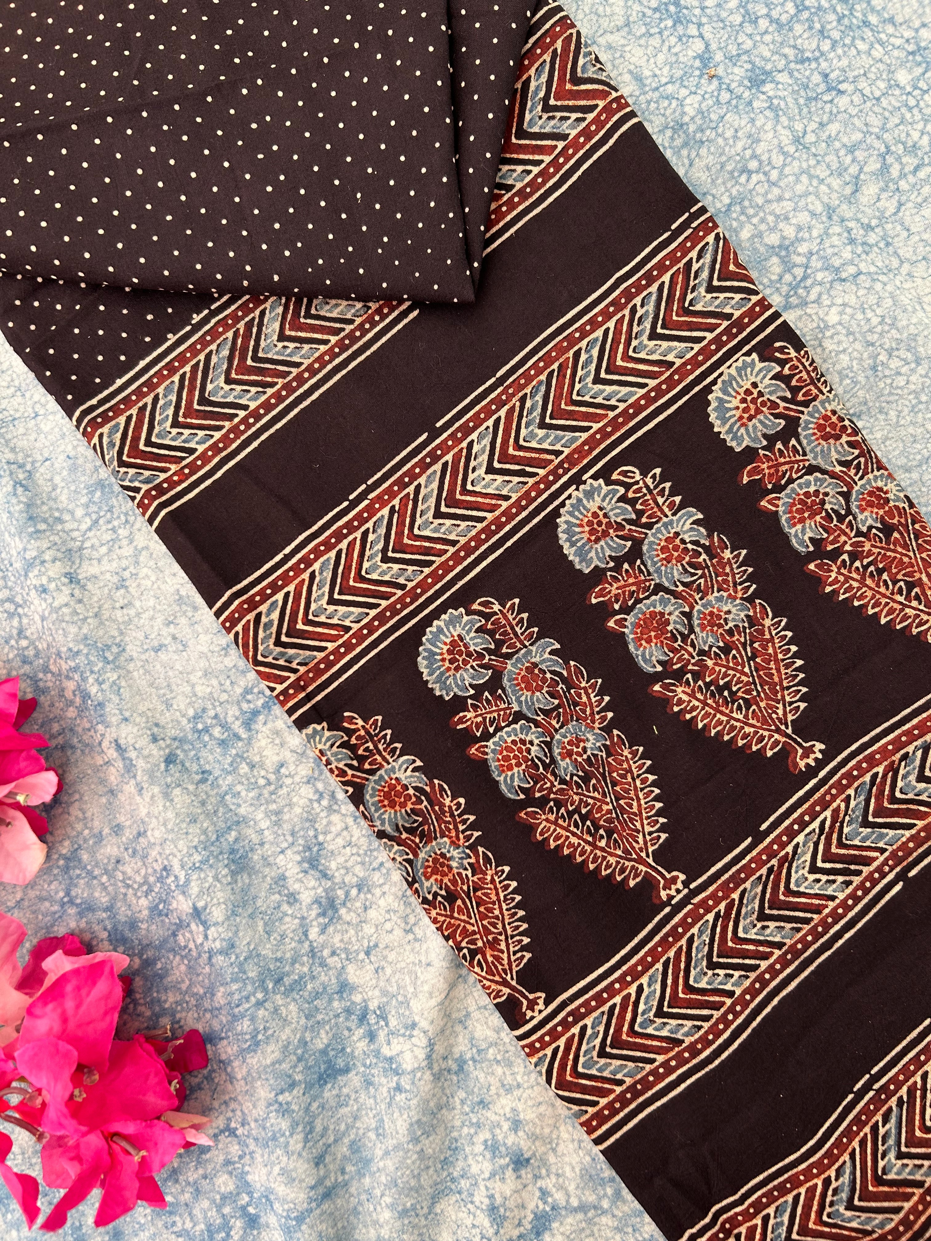 Natural Dyes Hand Block Ajrakh Dupatta