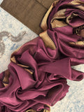Handwoven Maheshwari Kurta Dupatta Set - Black & Wine