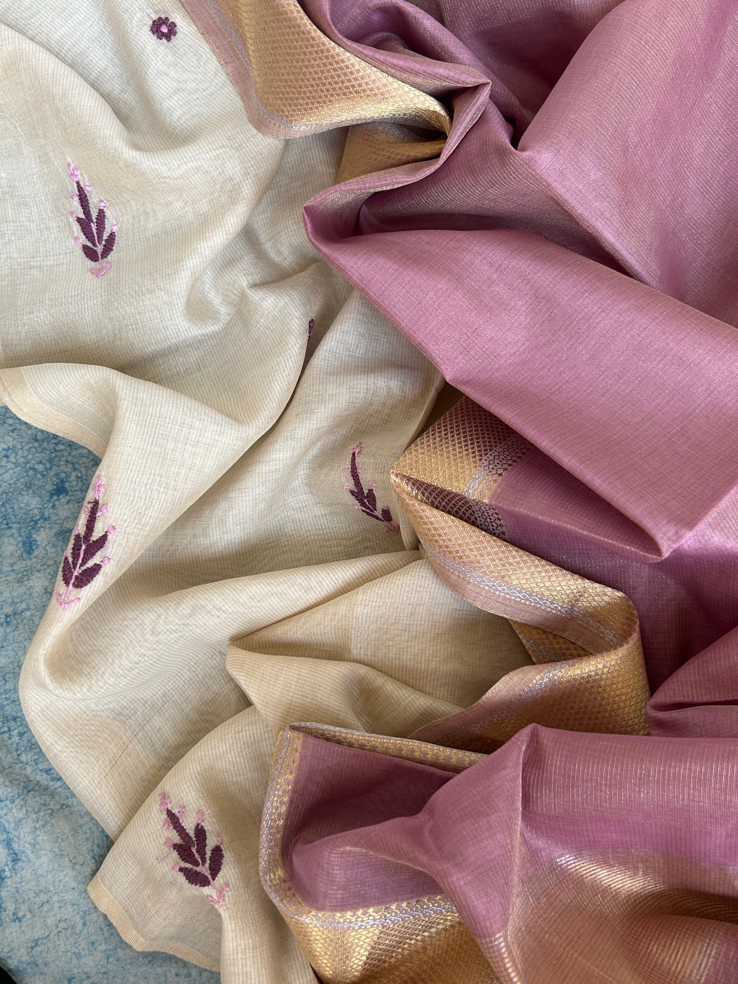 Handwoven Chikankari Work Maheshwari Set