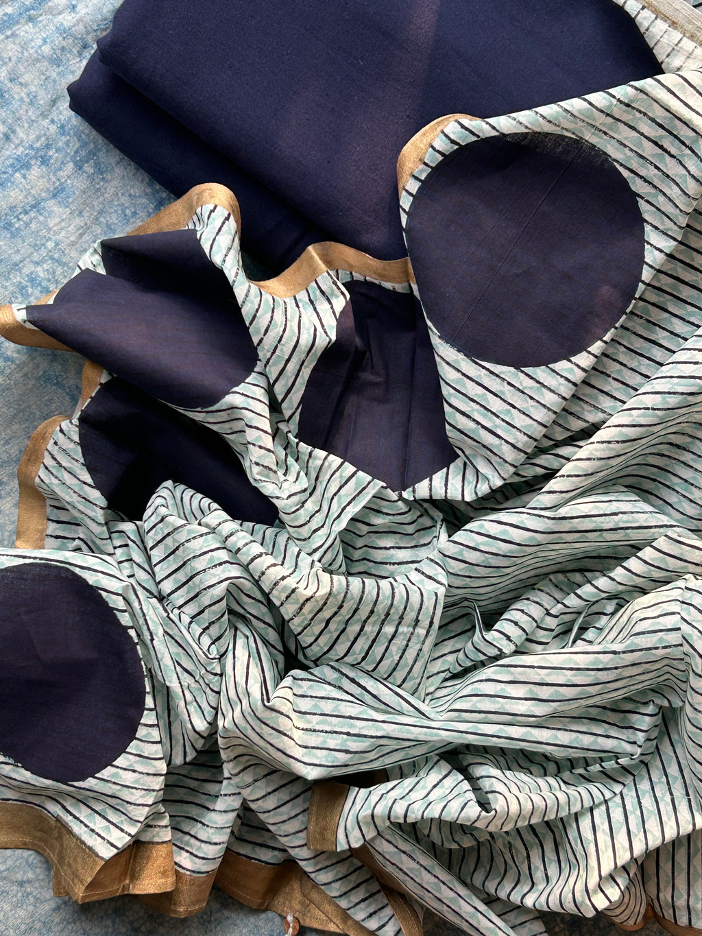 Handwoven Handblock Printed Set - Midnight Blue