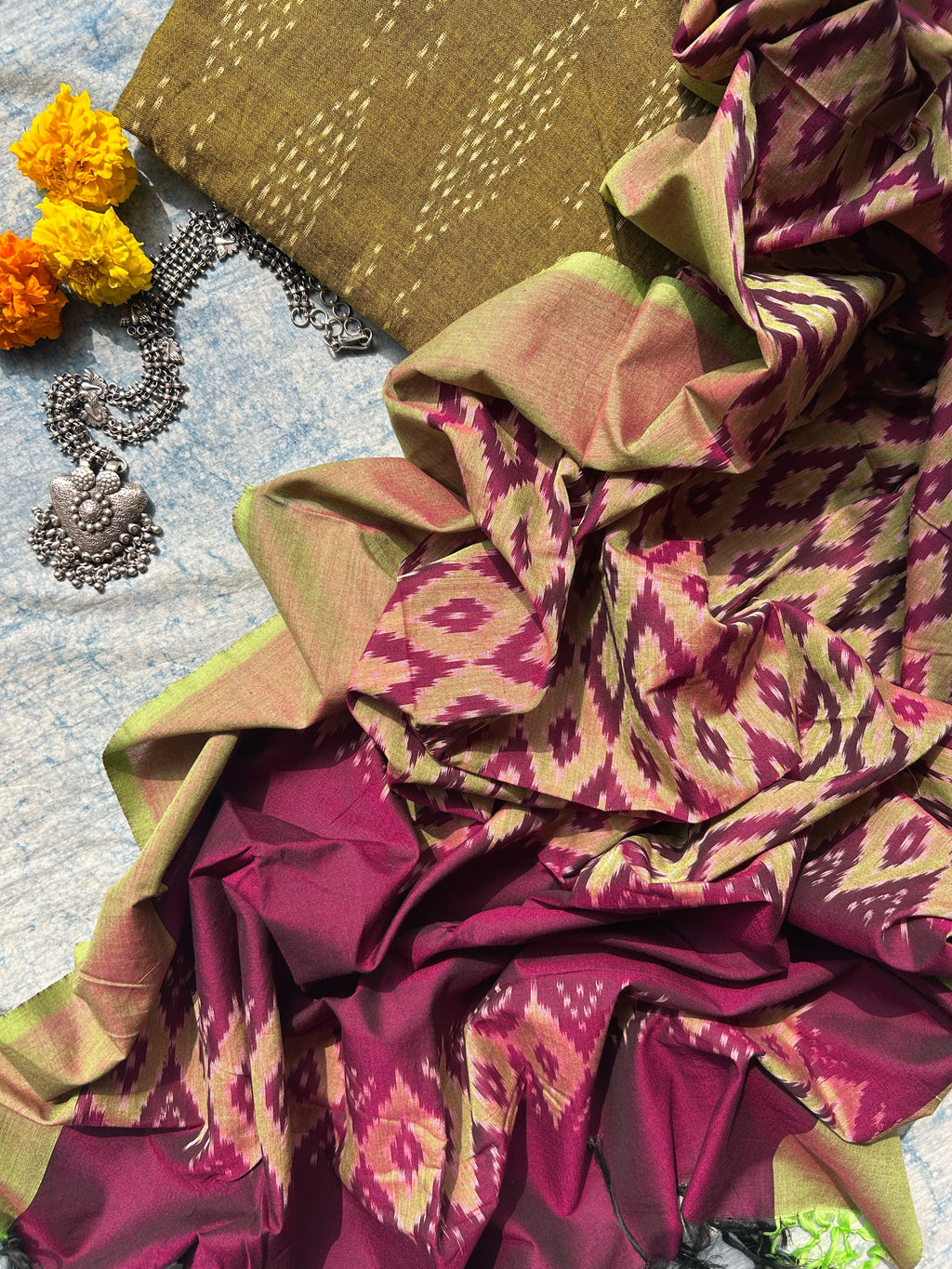 Handwoven Ikat Kurta Dupatta Set