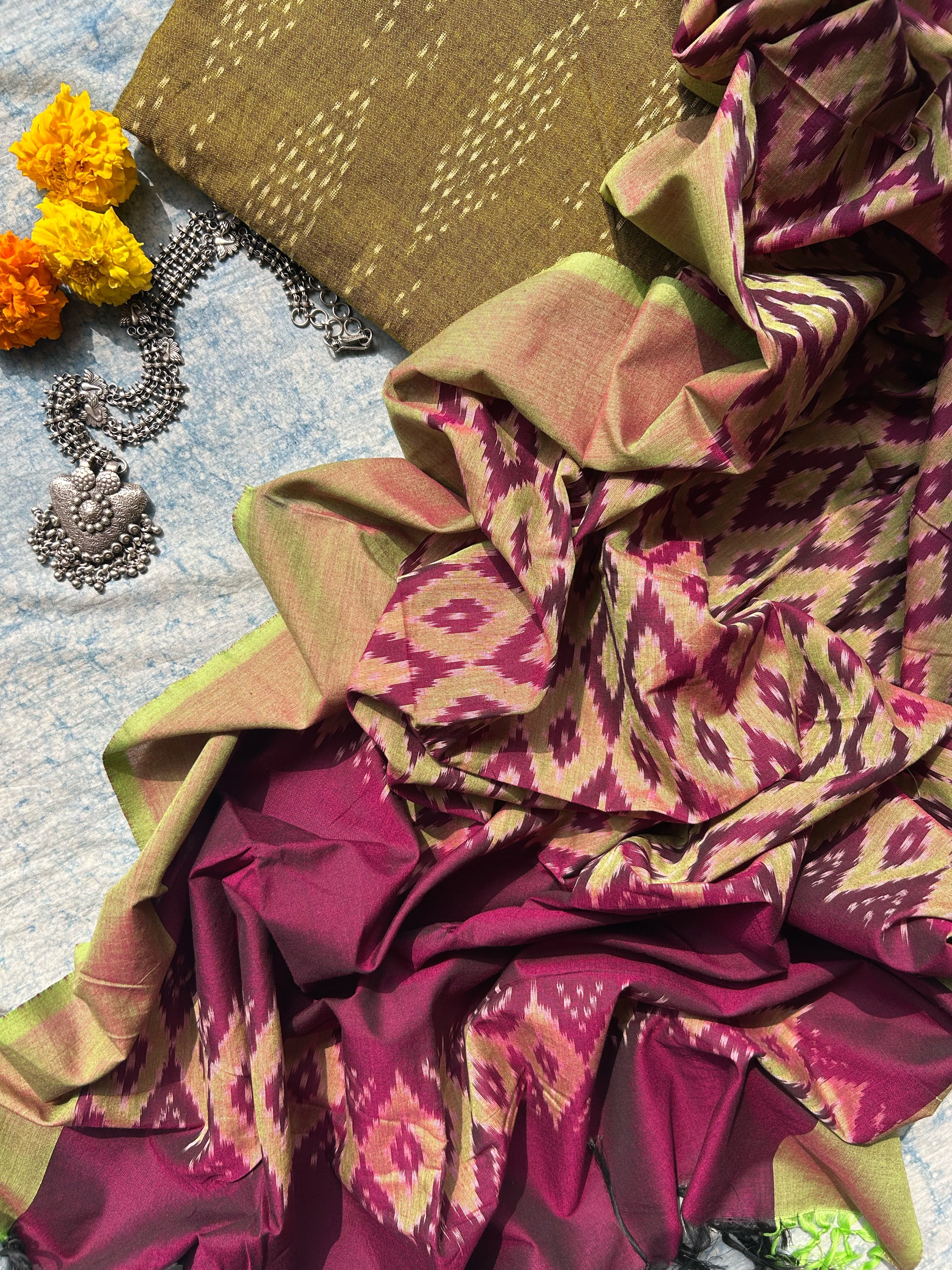Handwoven Ikat Kurta Dupatta Set