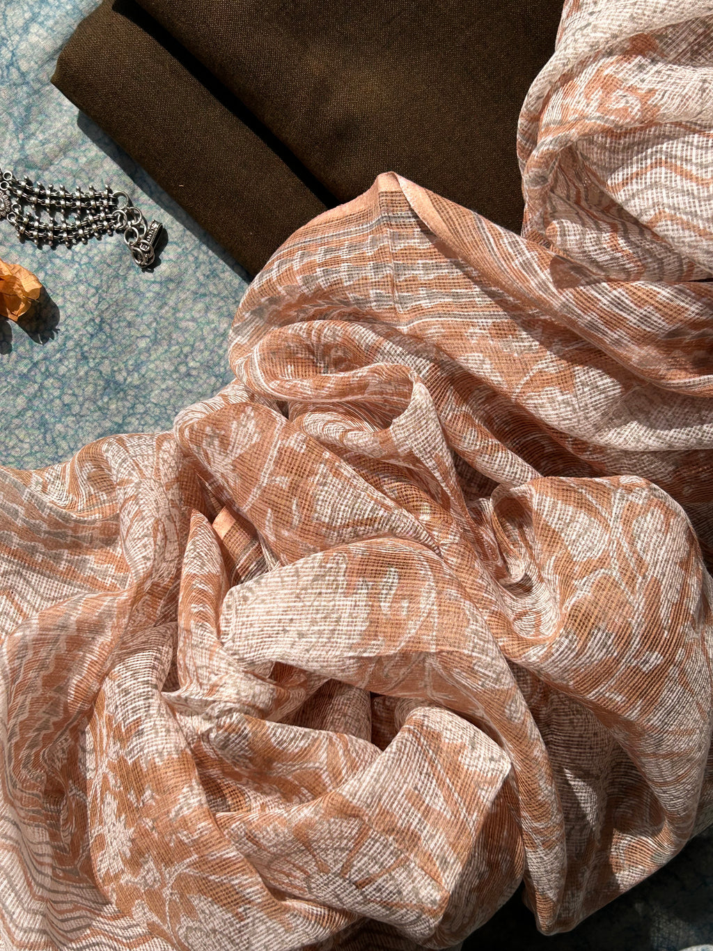 Handwoven Handblock Printed Set - Earthy Brown