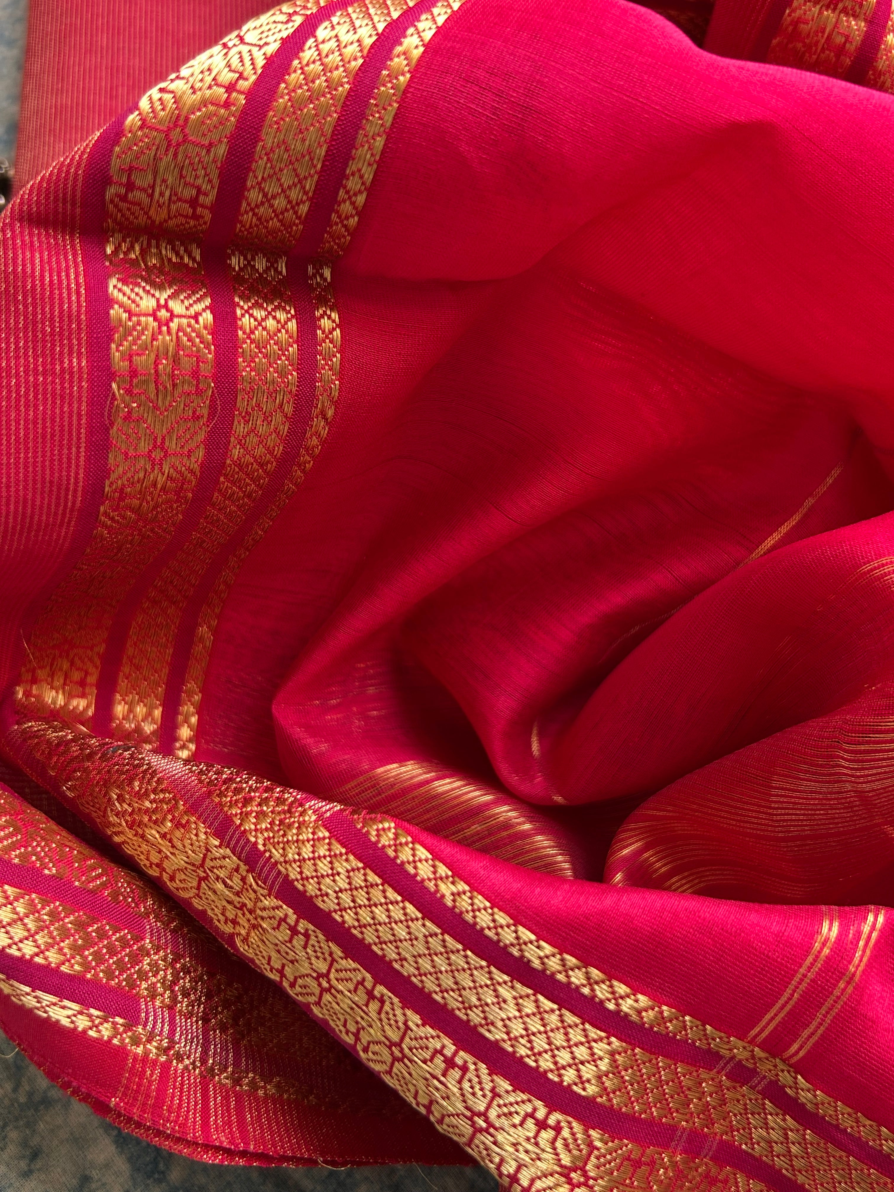 Handwoven Maheshwari Kurta Dupatta Set - Pink