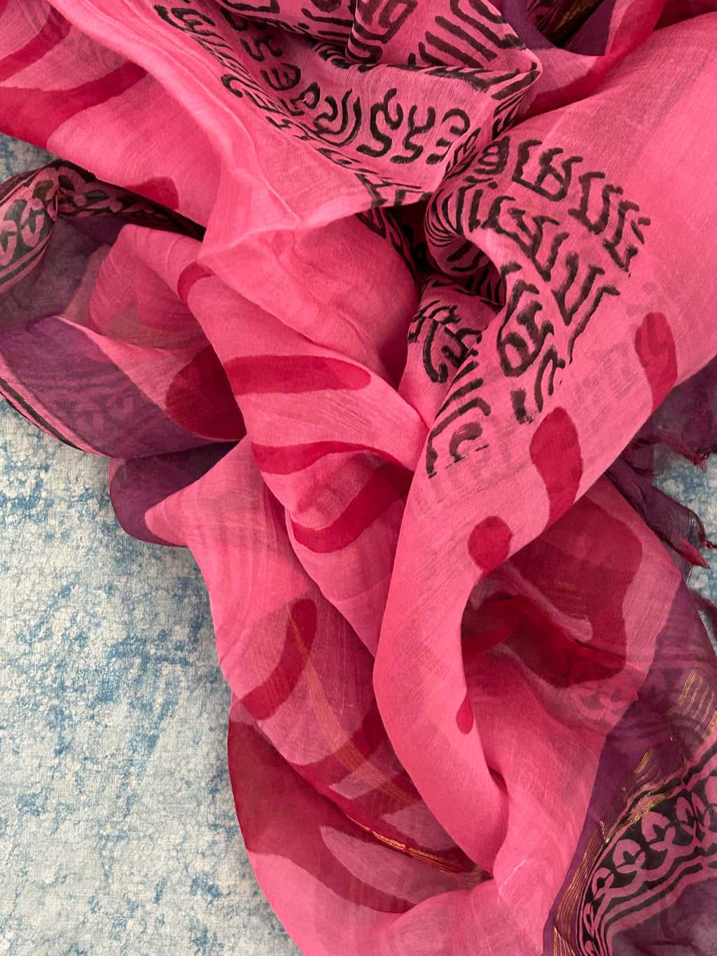 Handwoven Handblock Printed Set - Almond and Deep Plum