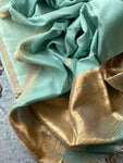 Handwoven Maheshwari Kurta Dupatta Set - Turquoise