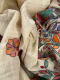 Madhubani Handpainted Cotton Silk Dupatta