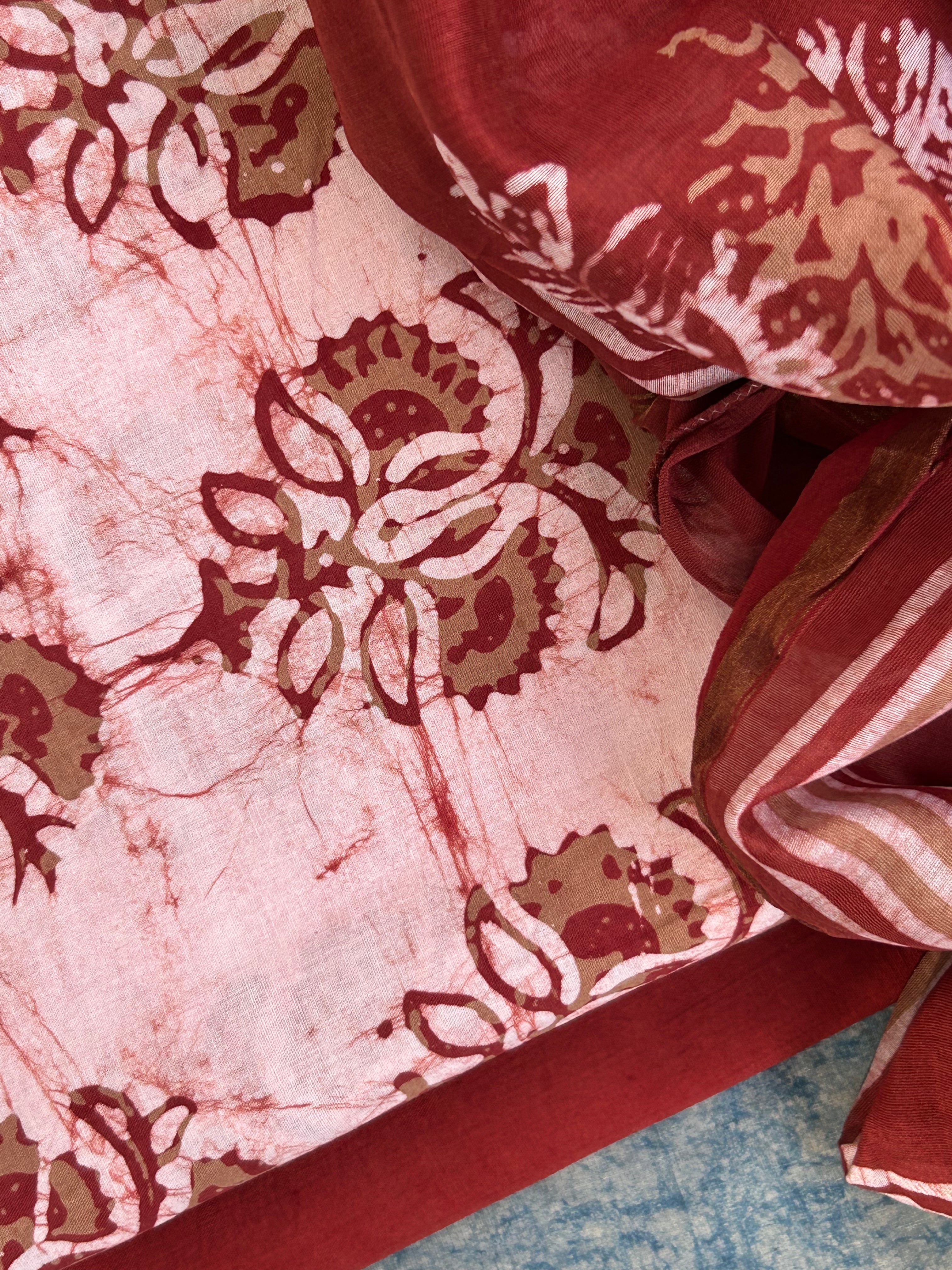 Handblock Batik Cotton Chanderi Suit