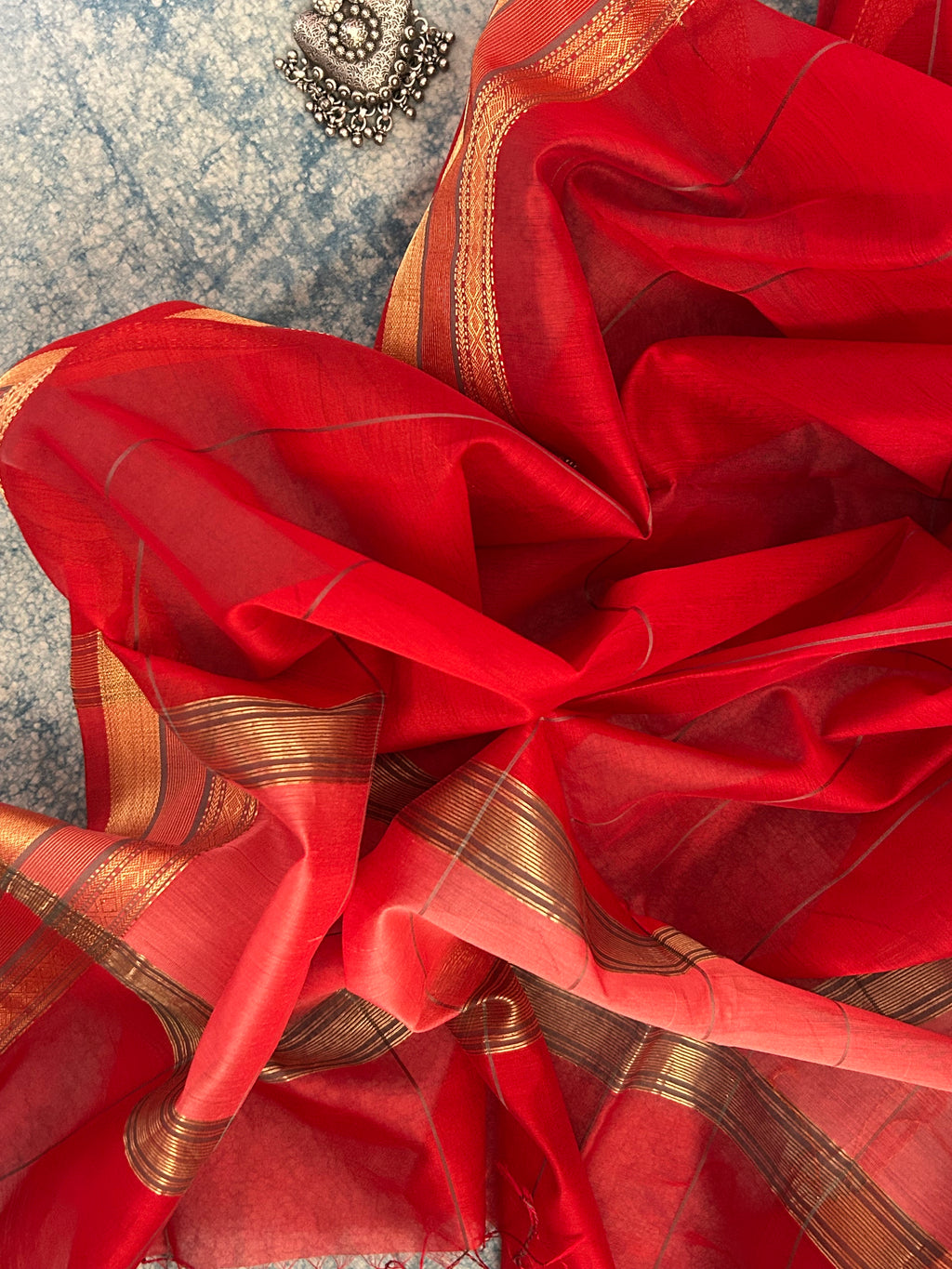 Handwoven Maheshwari Kurta Dupatta Set -Red