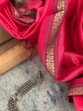 Handwoven Maheshwari Kurta Dupatta Set -Almond & Pink