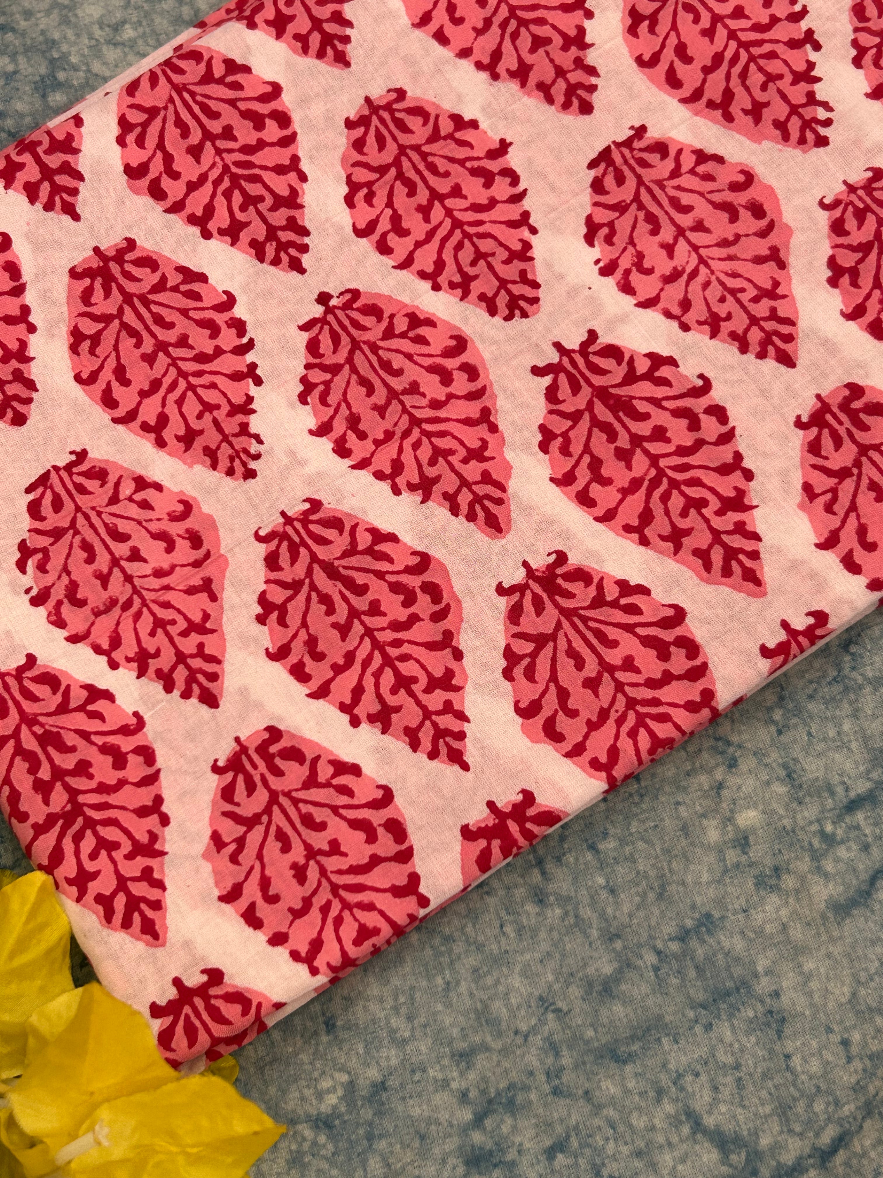 Hand Block Printed Azo free Dyed Cotton Kurta Fabric