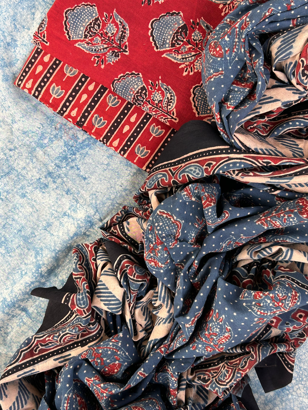 Natural Dyes Handblock Ajrakh Cotton Suit