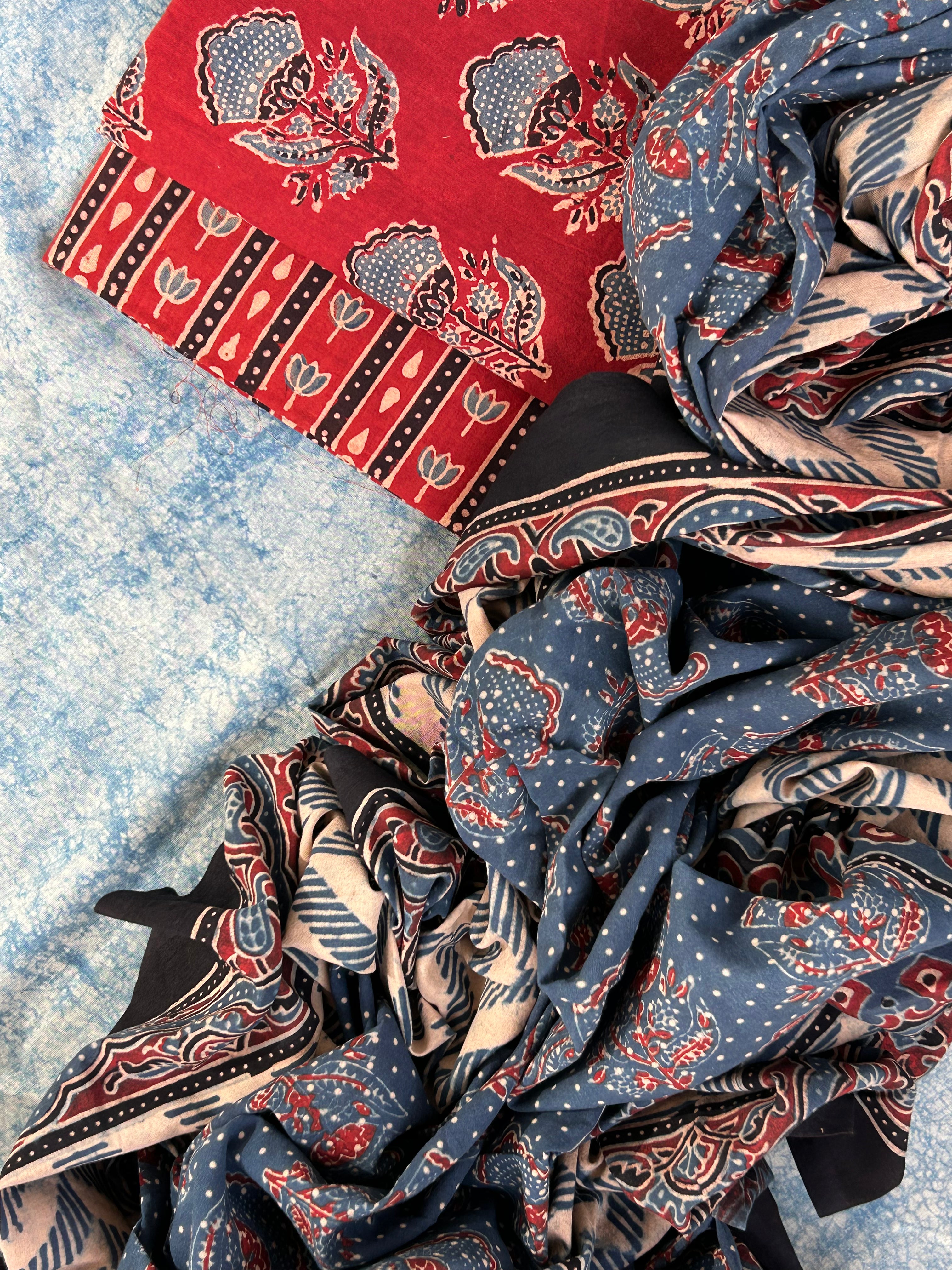 Natural Dyes Handblock Ajrakh Cotton Suit