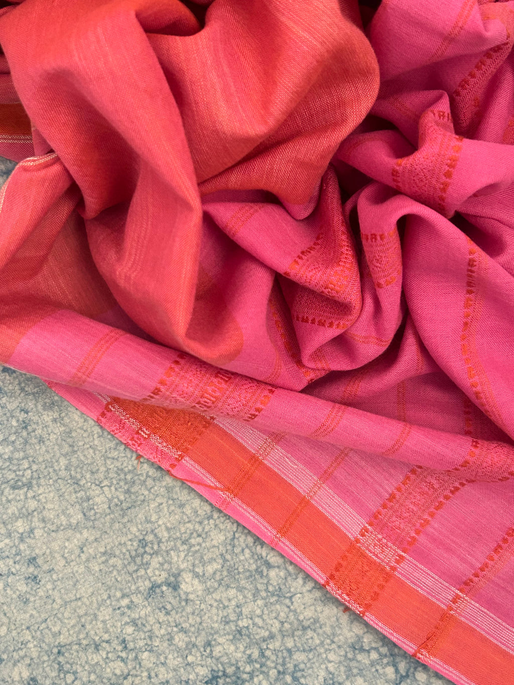 Handwoven Bhujodi Set - Pink and Peach Orange