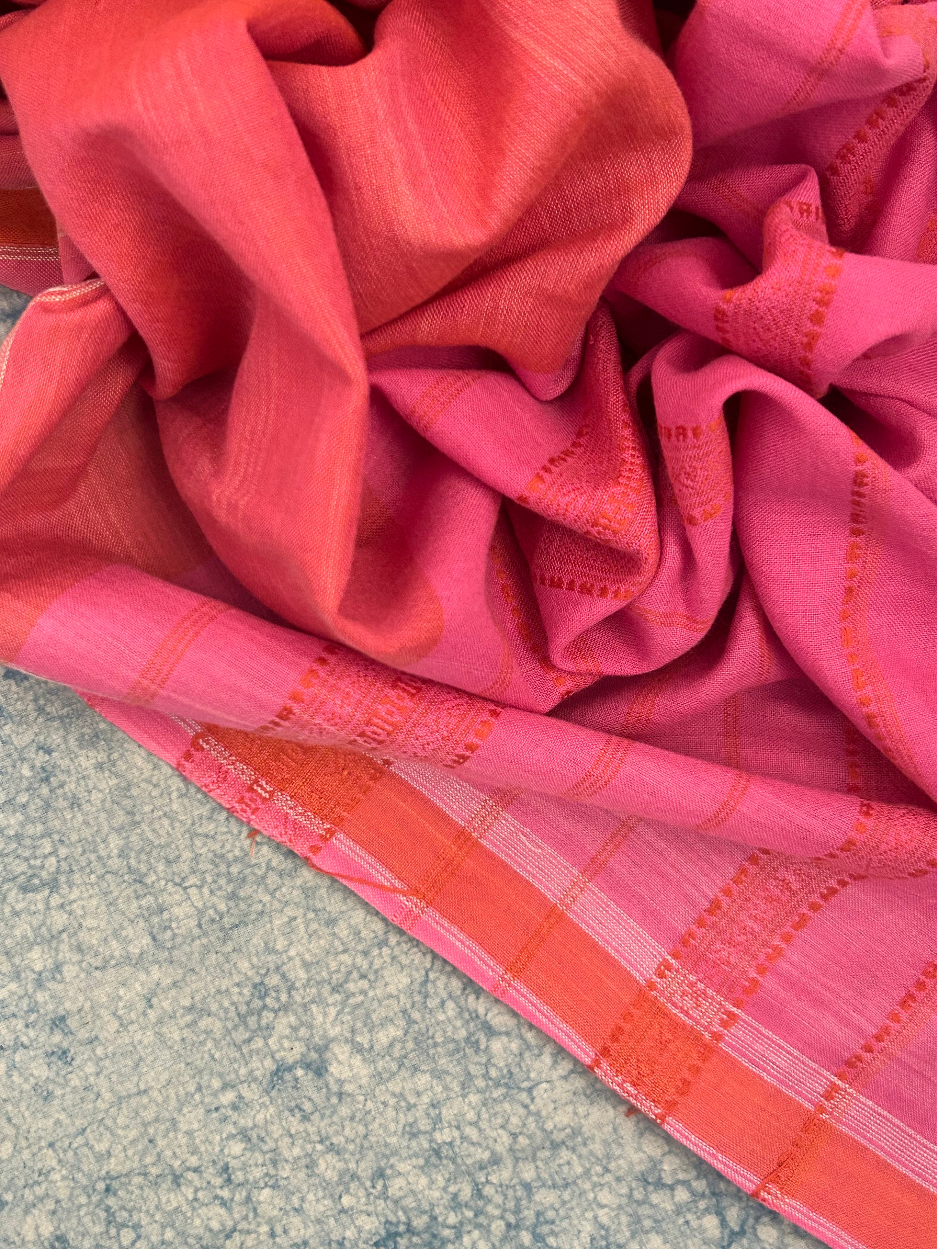 Handwoven Bhujodi Set - Pink and Peach Orange