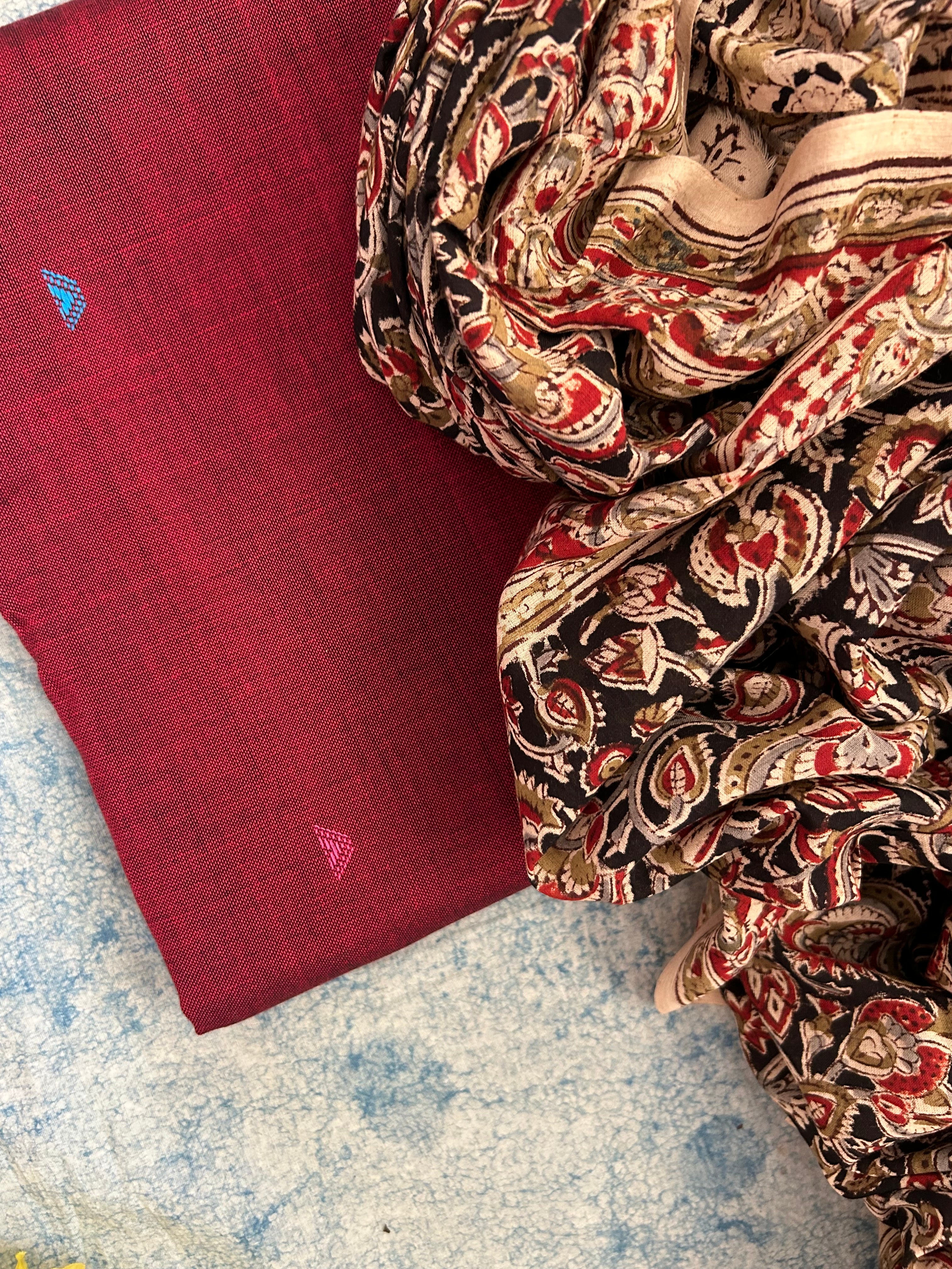 Handwoven Handcrafted Bhujodi Kalamkari Kurta Dupatta Set