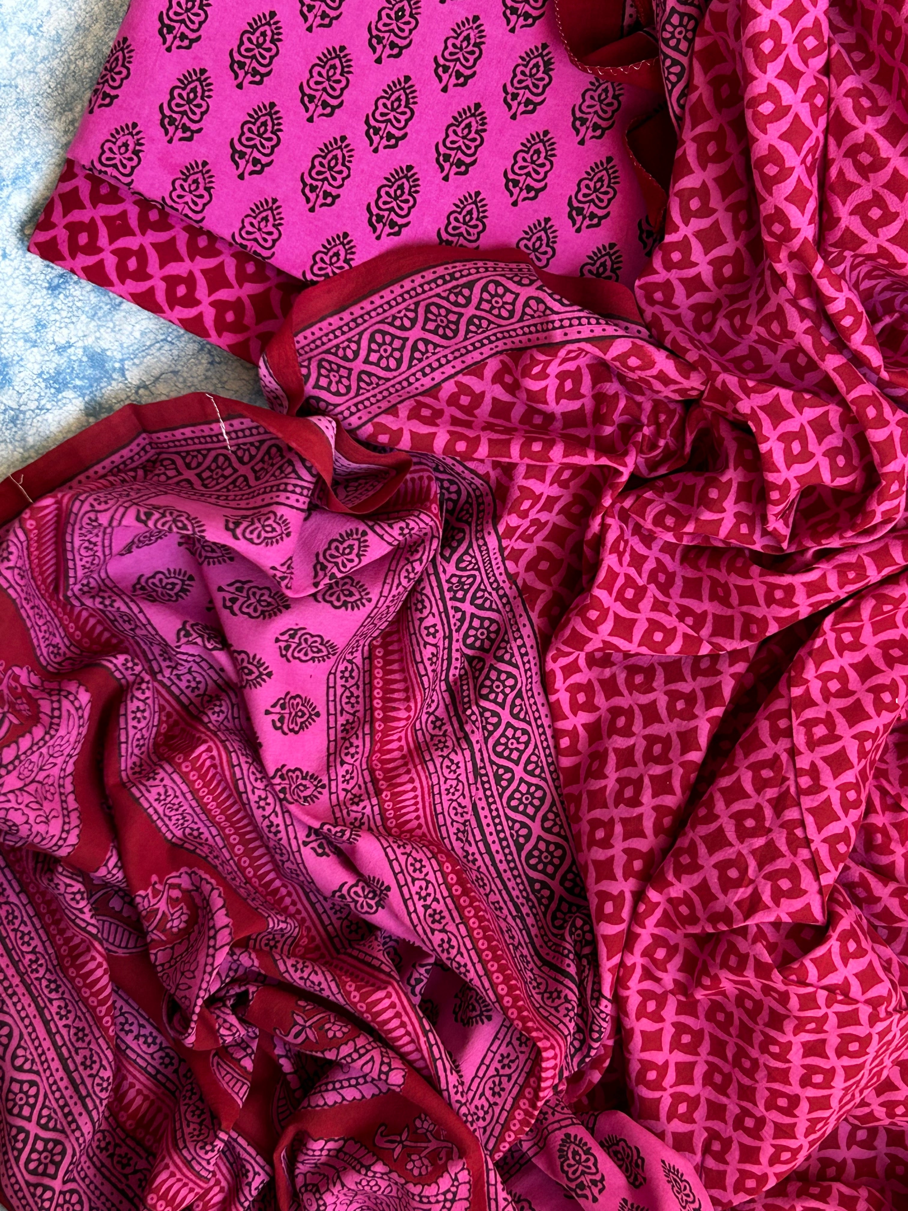 Natural Dyed Bagh Block Print Cotton Suit