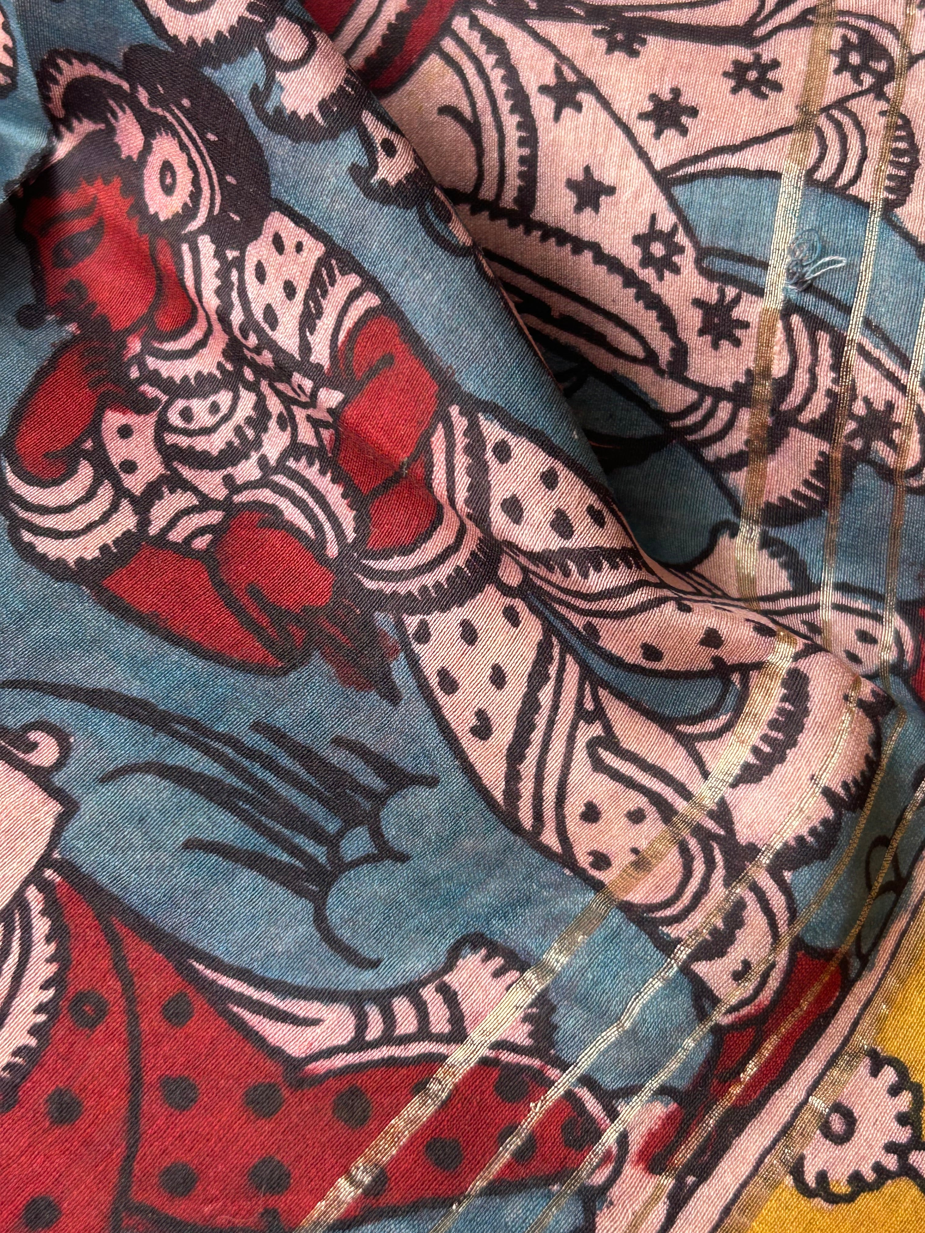 Sindoori -Handwoven Hand-drawn Handpainted Pen Kalamkari Dupatta