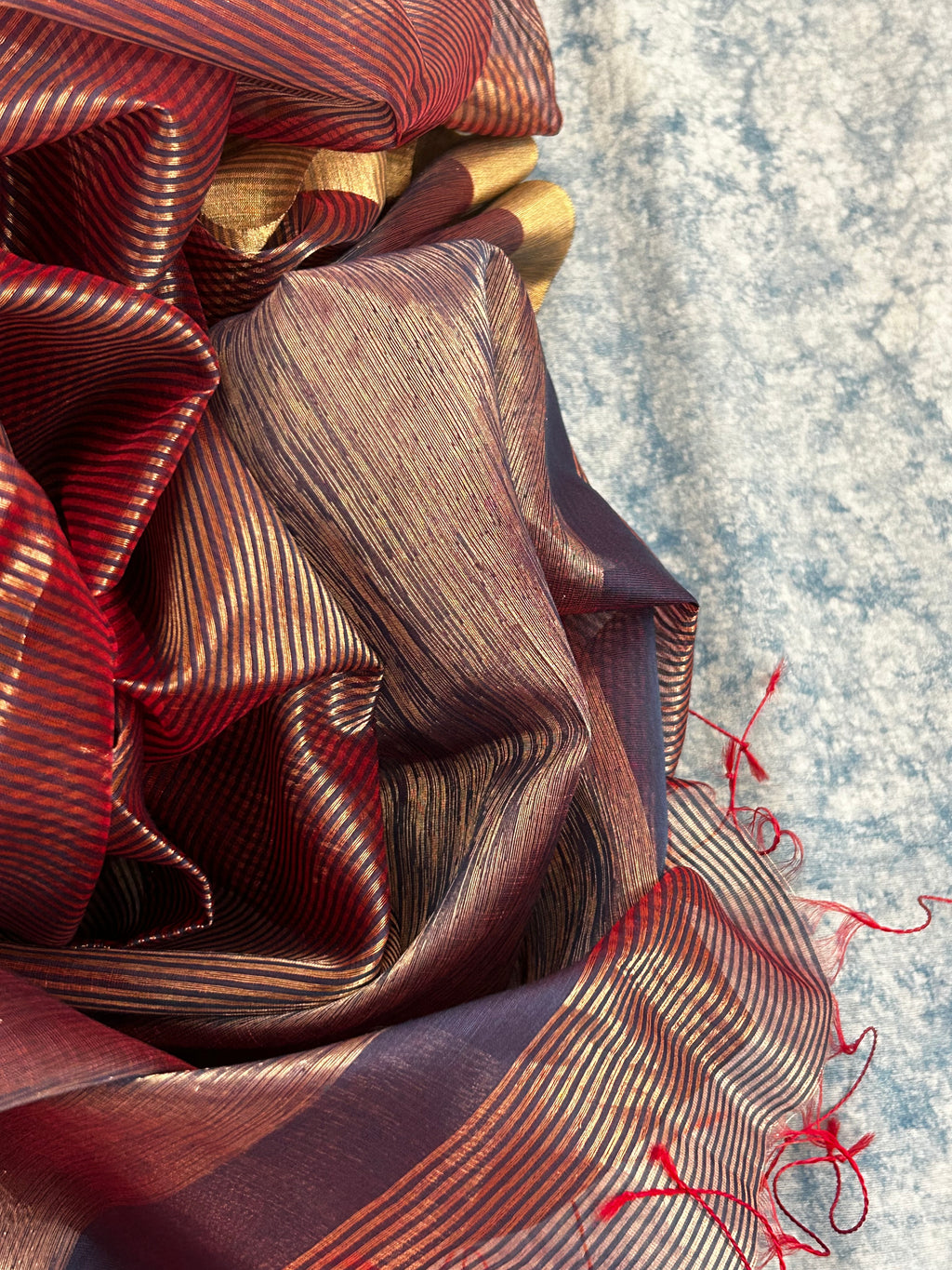 Handwoven Maheshwari tissue Kurta Dupatta Set