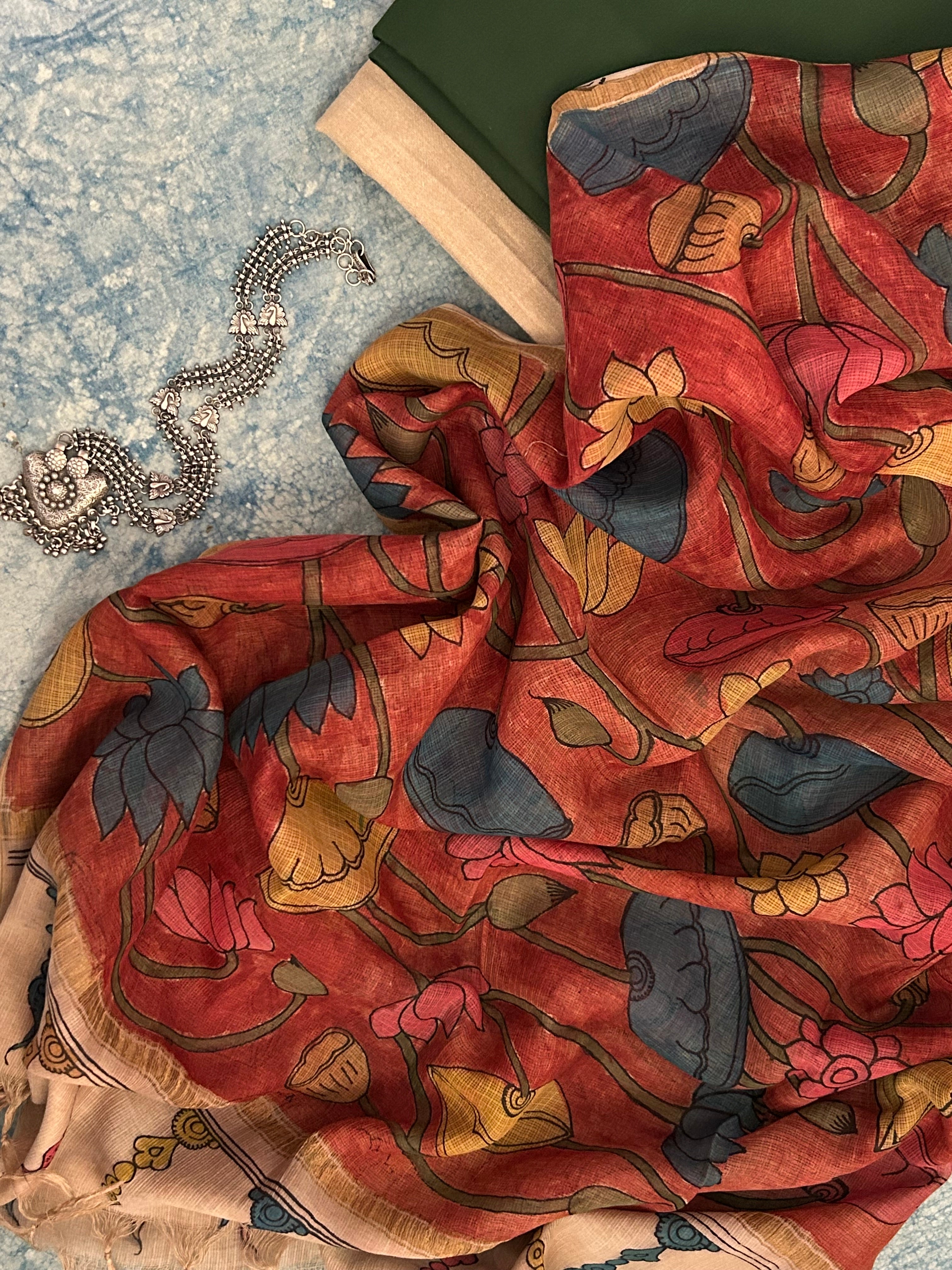 Handwoven Handpainted Kalamkari Set