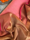 Handwoven Maheshwari Kurta Dupatta Set - Baby Pink & Almond