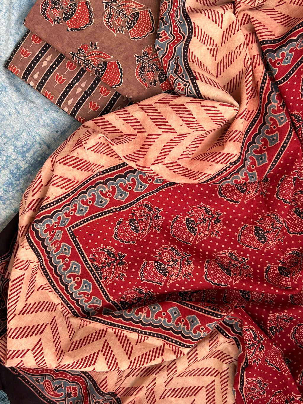 Natural Dyes Handblock Ajrakh Cotton Suit