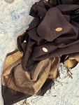 Handwoven Maheshwari Kurta Dupatta Set - Black & Gold