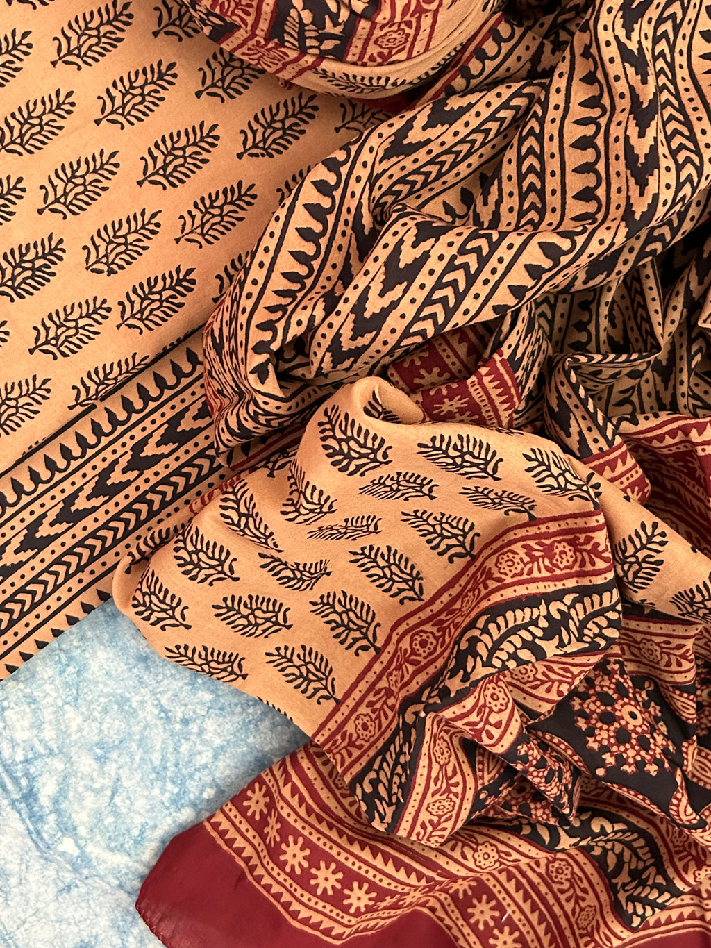 Natural Dyed Bagh Block Print Cotton Suit