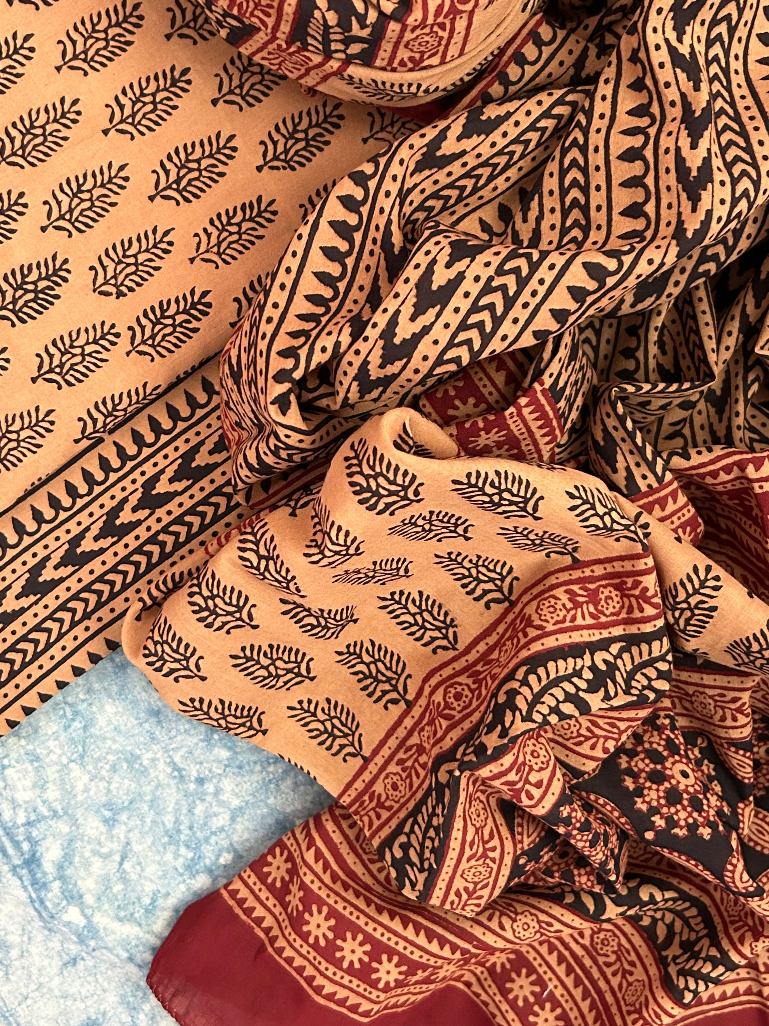 Natural Dyed Bagh Block Print Cotton Suit